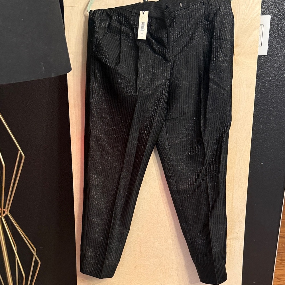 Banana Republic Black Cropped Pinstripe Ankle Pants